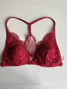 Victoria's Secret Lace Racerback Bralette in Deep Red